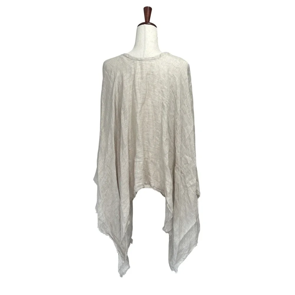 Crown Linen Designs Shawl Asymmetric 100% Linen Oatmeal Beige Natural
